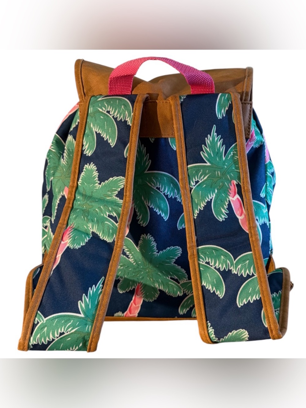 Simply Southern Tropical Navy Backpack with Tan Trim and Pink Accents EUC - Picture 6 of 8
